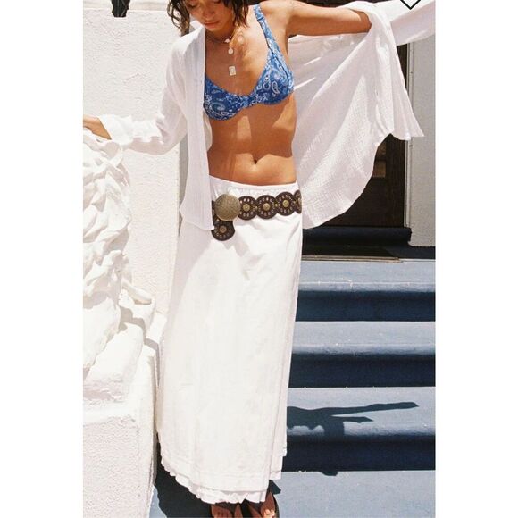 Princess Polly EMPRESS OF LOVE MAXI SKIRT WHITE Size 12 Nwot - Picture 1 of 7